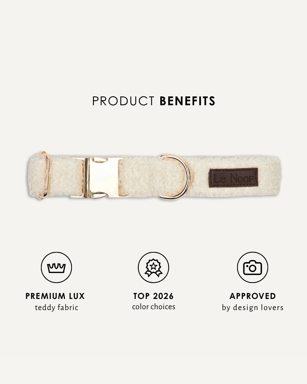 Cream white teddy dog collar, Le Noof