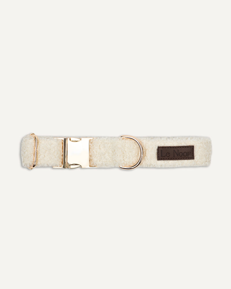 Cream white Le Noof dog collar with metal buckle