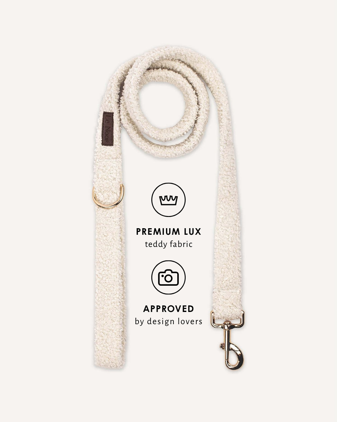 Cream white teddy dog leash, Le Noof