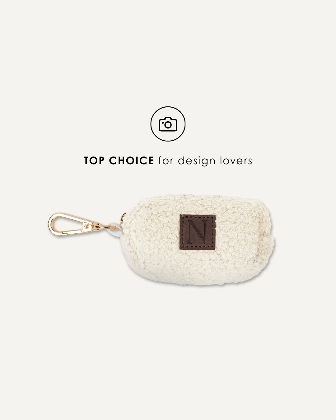 Cream white teddy poop bag holder, Le Noof