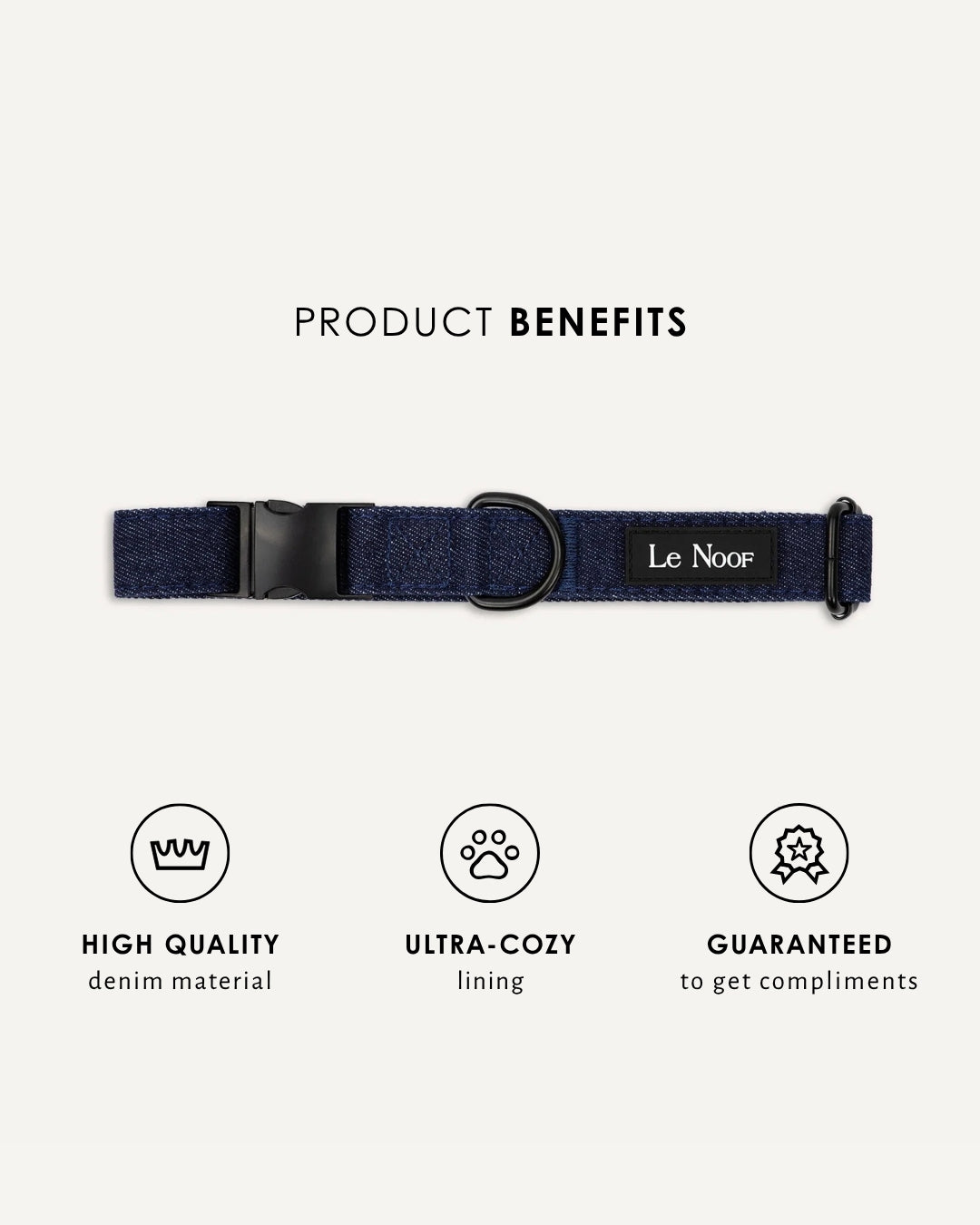 Dark blue denim dog collar, Le Noof