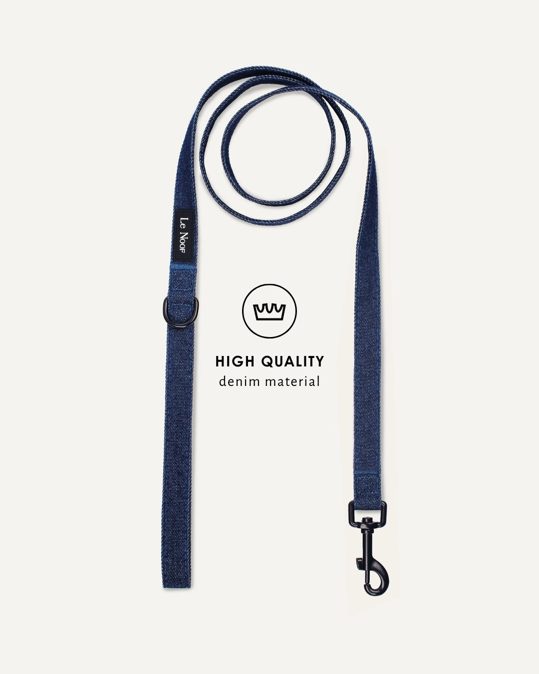 Dark blue denim dog leash, Le Noof