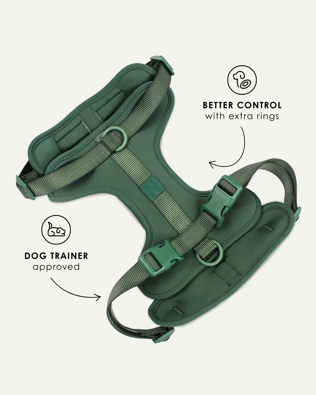 Green adjustable no-pull dog harness, Le Noof