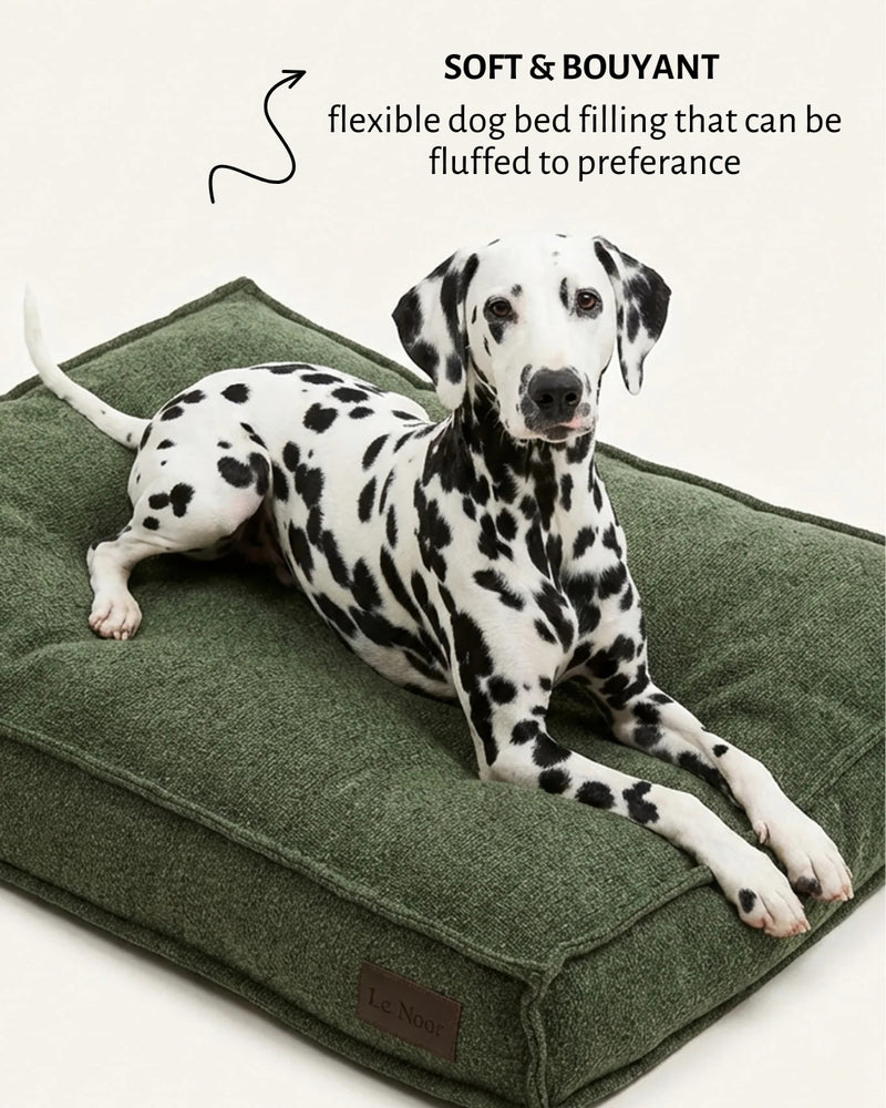 Green boucle dog bed with soft filling, Le Noof