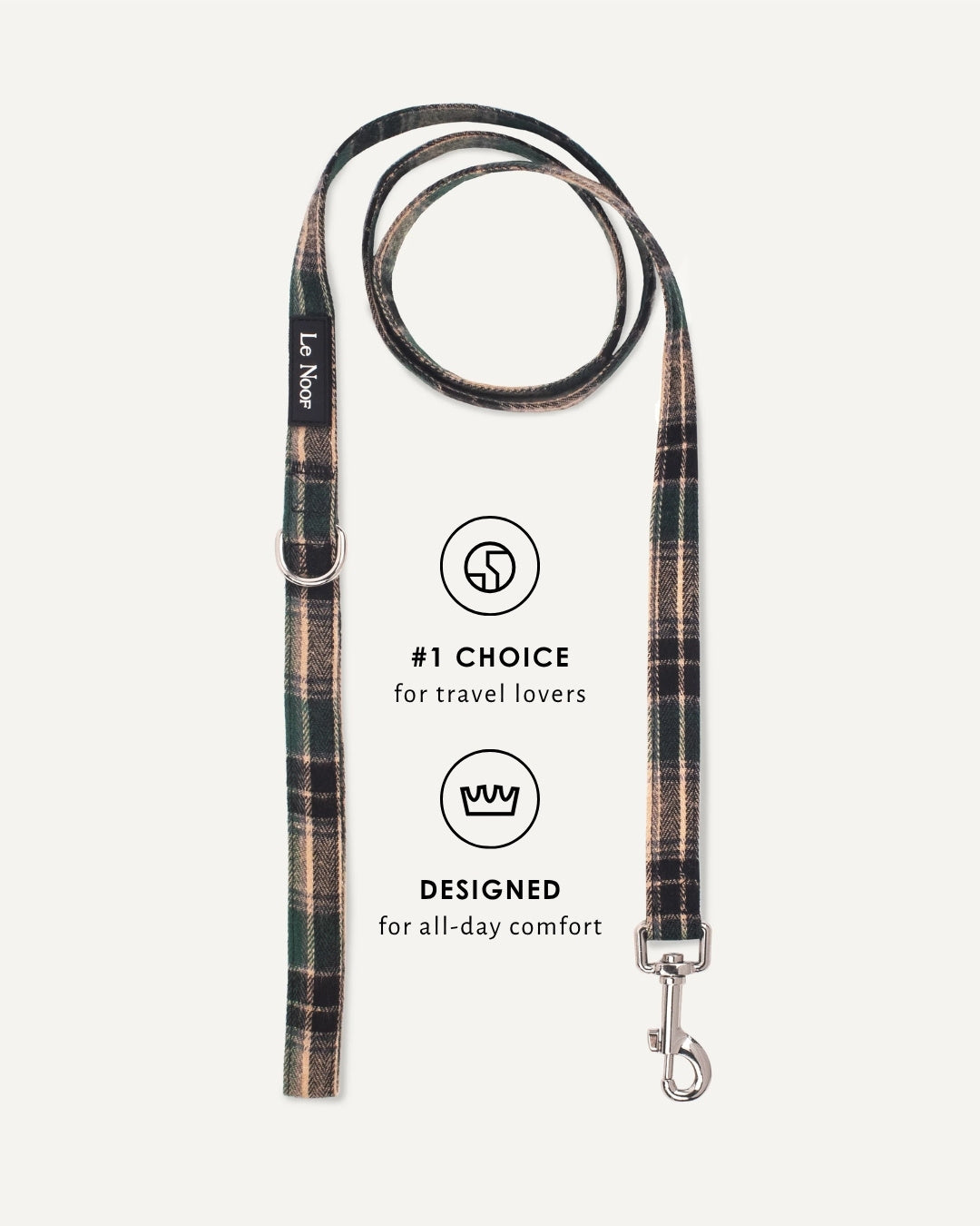 Green plaid dog leash, Le Noof