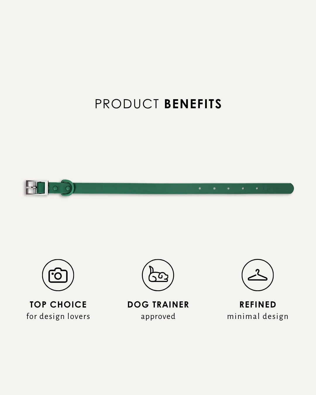 Green waterproof dog collar, Le Noof
