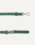green waterproof dog leash close up image with Le Noof logo on the handle