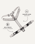 Grey jacquard step-in dog harness, Le Noof