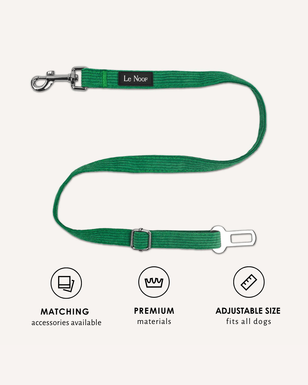 Green Corduroy Dog Seat Belt