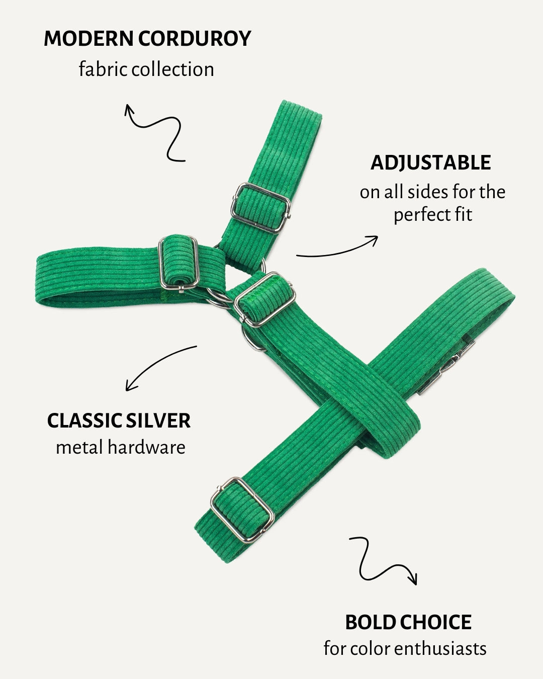 Green Corduroy Step-In Harness