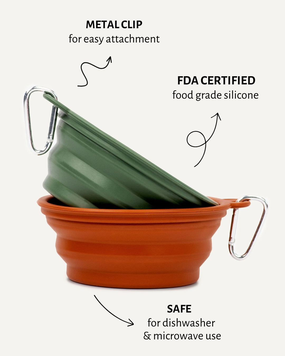 Green & Brown collapsible travel dog bowls