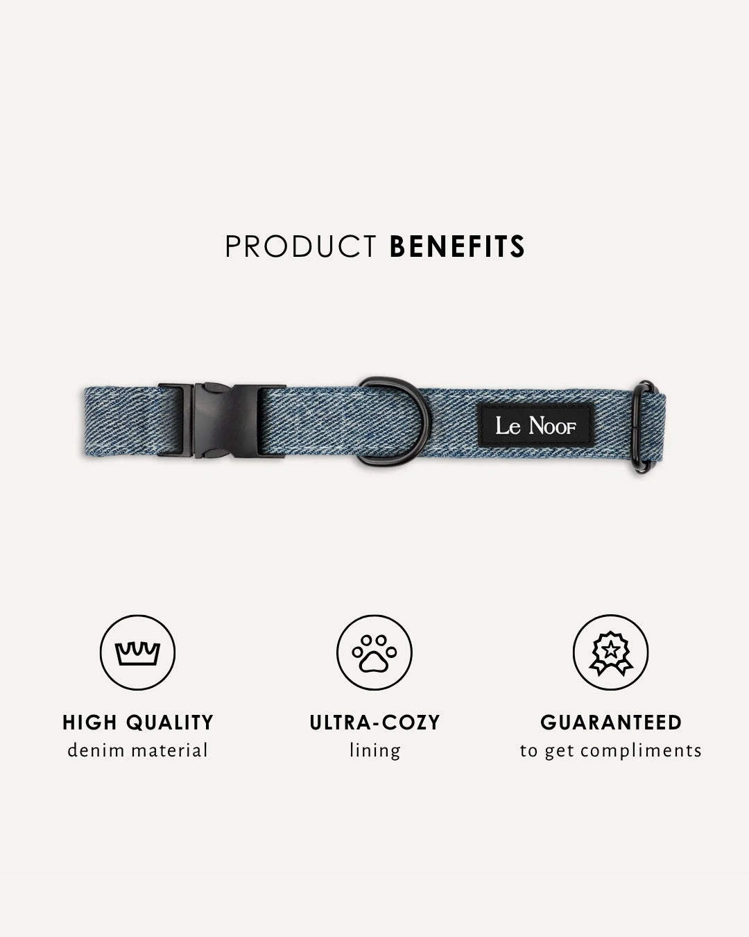 Light blue denim dog collar, Le Noof