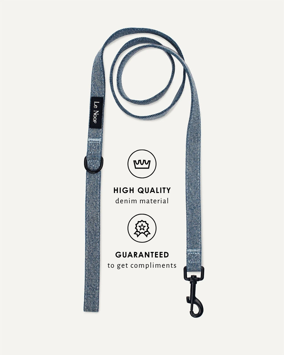 Light blue denim dog leash, Le Noof