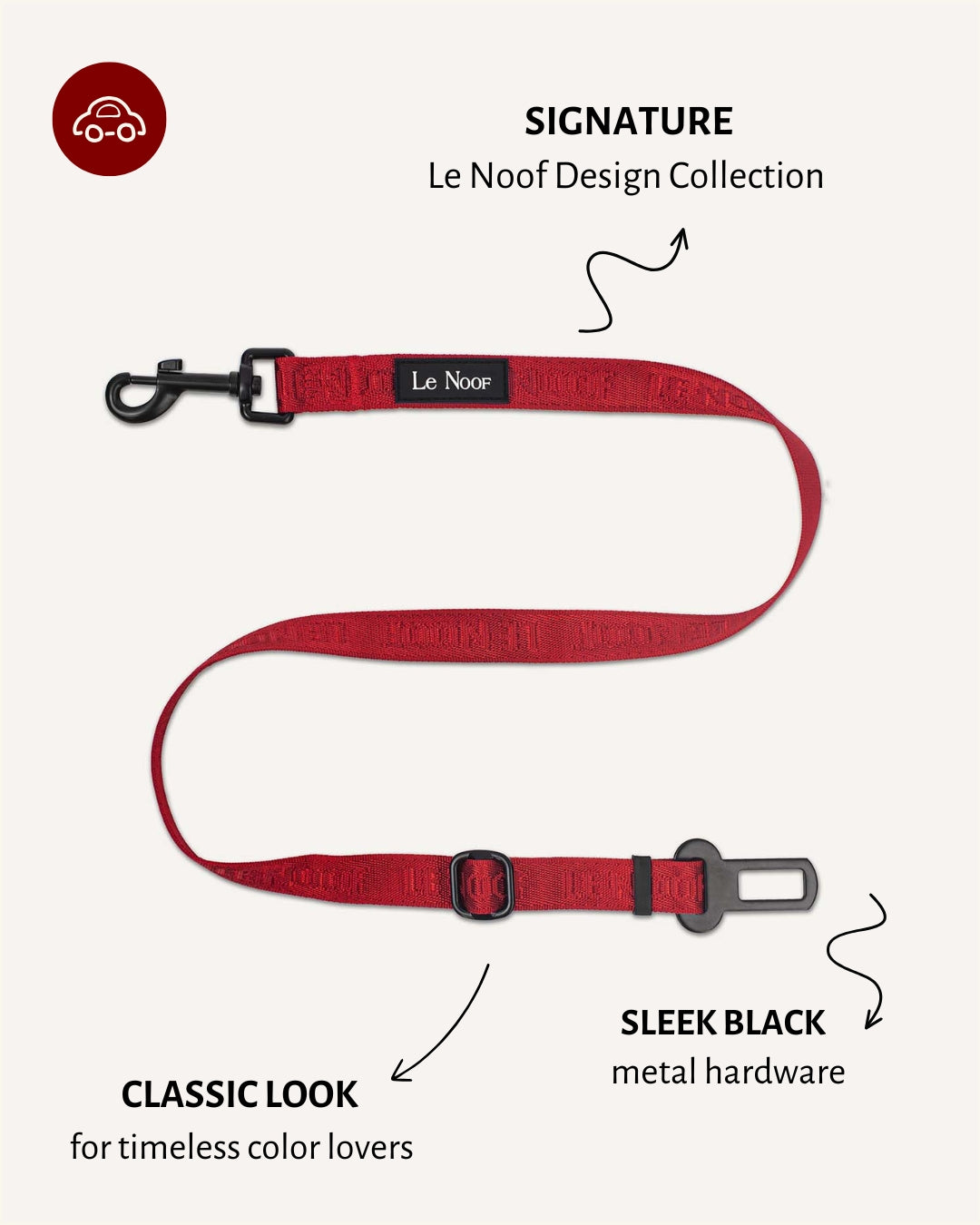 Maroon Red Jacquard Dog Seatbelt