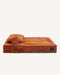 Orange Fleece Premium Orthopedic Dog bed from Le Noof on white background