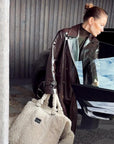 Beige Teddy Travel Car Dog Bed