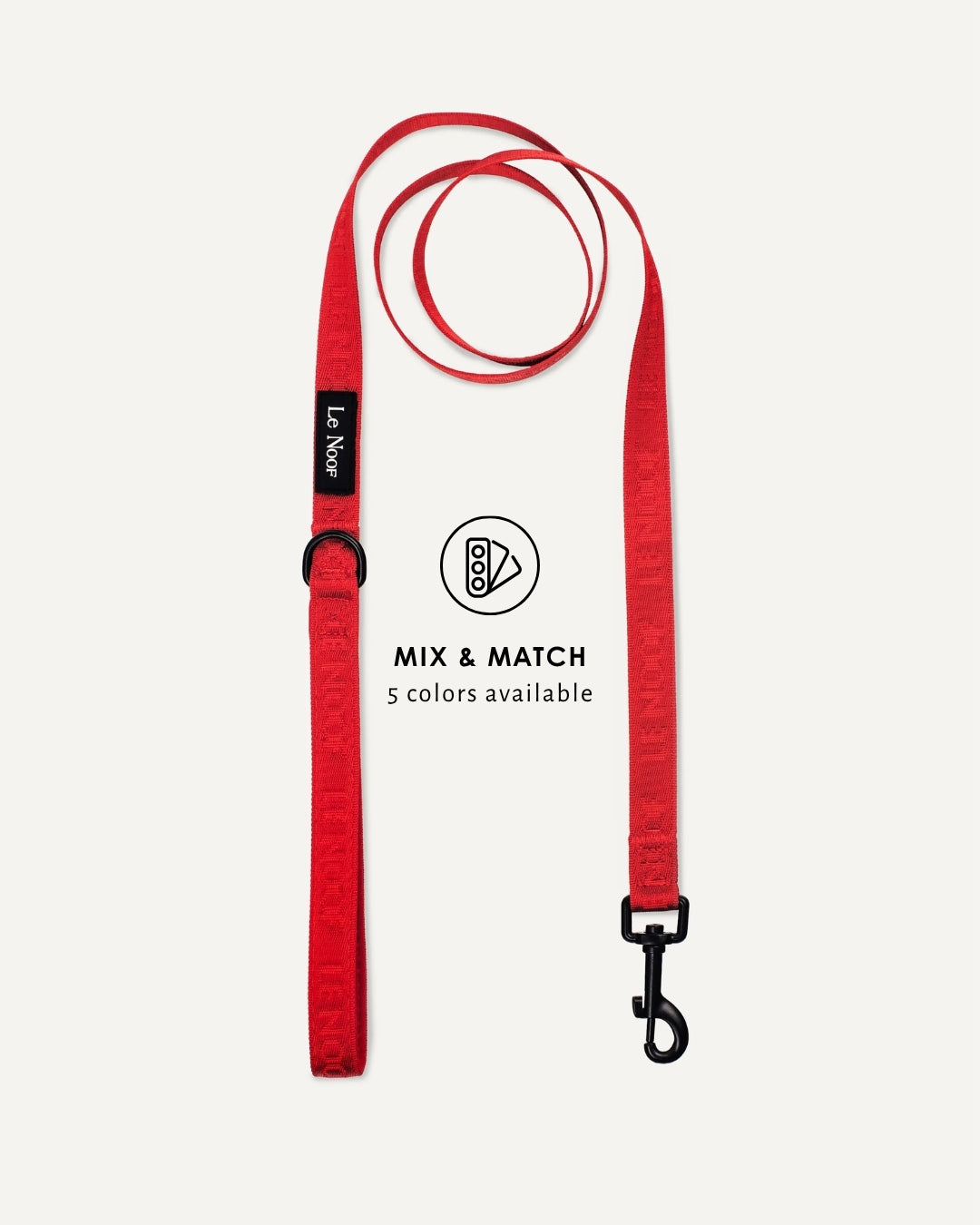 Red jacquard dog leash, Le Noof