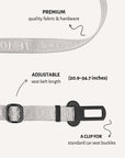 Grey jacquard dog seatbelt, Le Noof