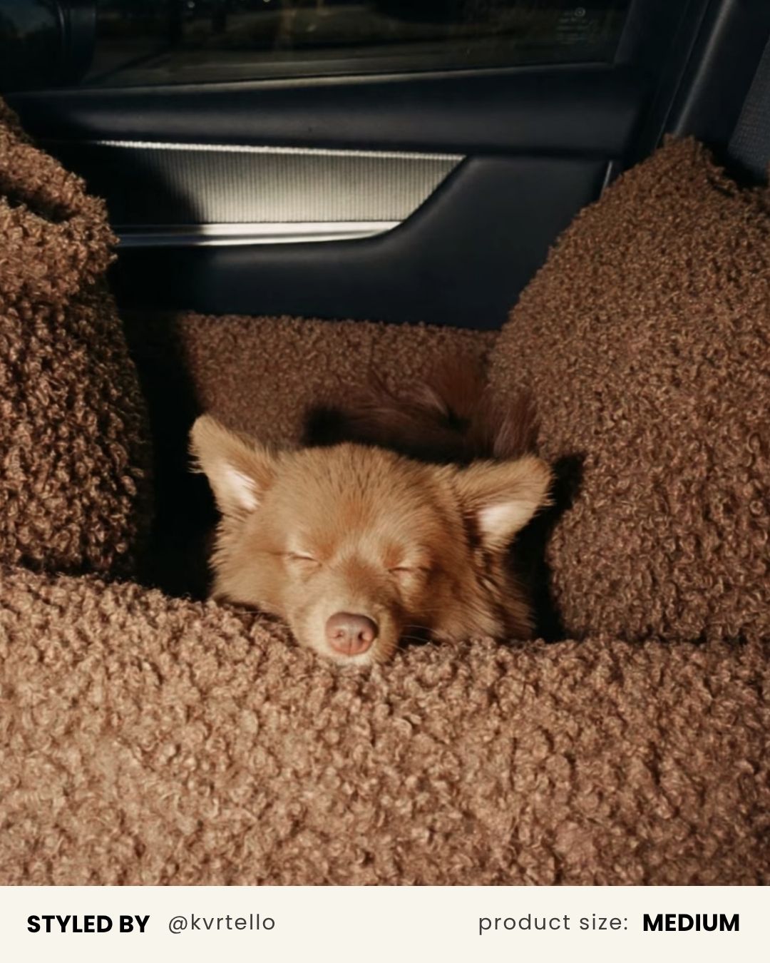 Brown Teddy Travel Car Dog Bed