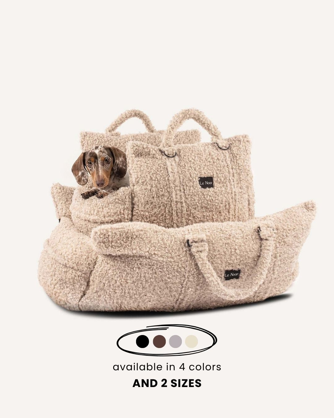 Beige Teddy Travel Car Dog Bed