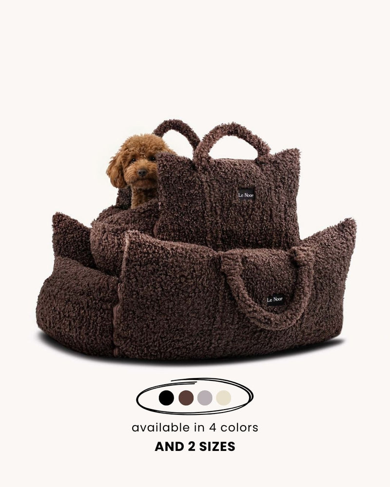 Brown Teddy Travel Car Dog Bed