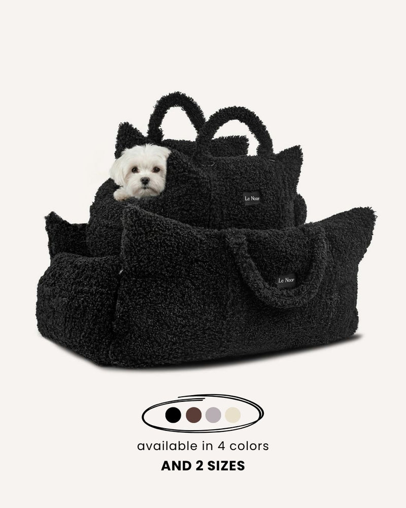 Black Teddy Travel Car Dog Bed